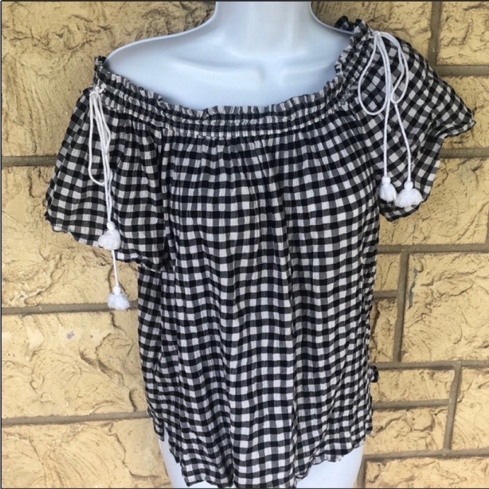 Ann Taylor Loft Off Shoulder Top Tassel Tunic Top Cute Beach Vacation Loose Fit - Picture 2 of 10